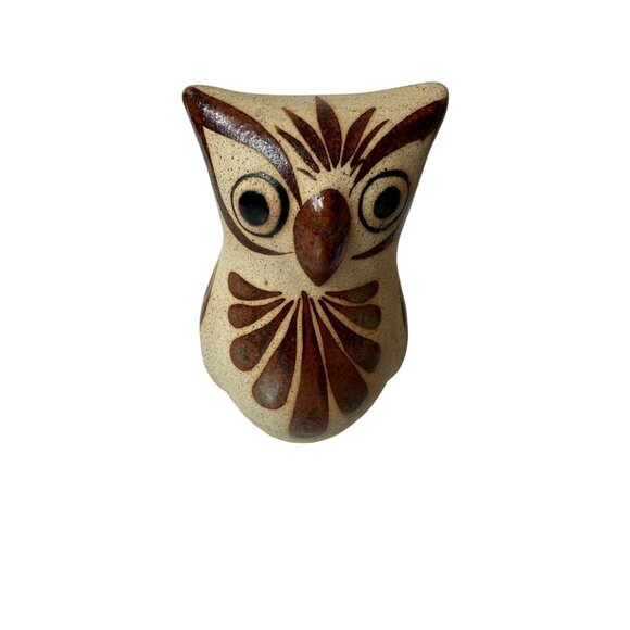 Tonala Pottery Owls Mexico Bird Multiple Colors, Wide Eyed 2 Owls included - Picture 5 of 9